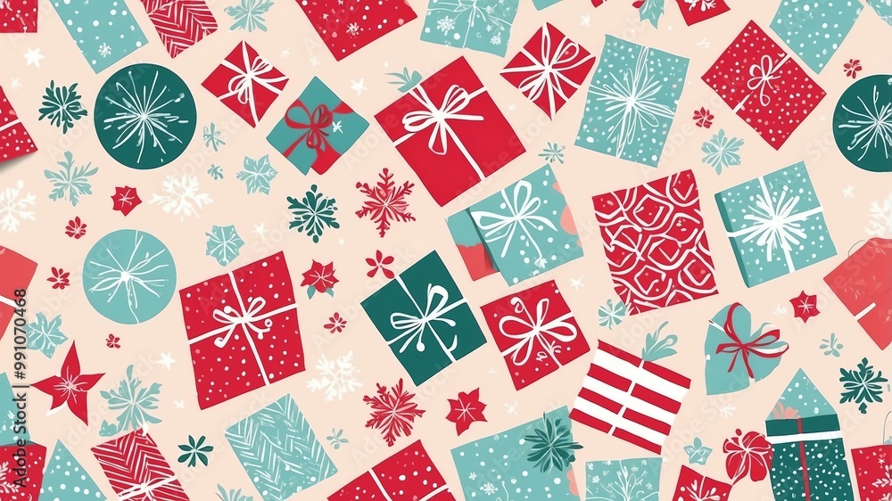 Fototapeta premium miscellaneous holiday patterns wrapping paper designs seamless pattern on pastel color background