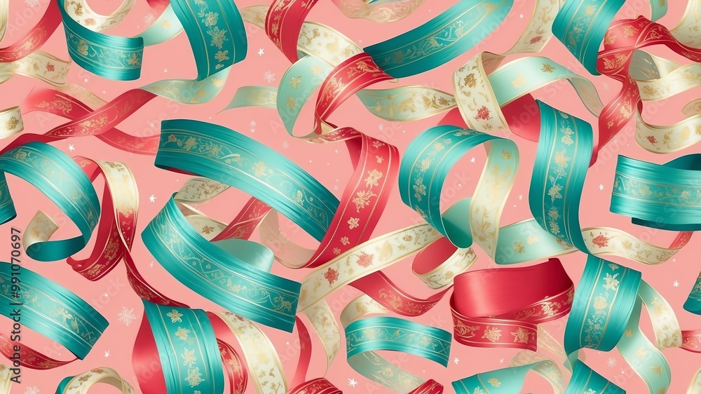miscellaneous holiday patterns ribbons seamless on pastel color background miscellaneous holiday patterns ribbons seamless on pastel color background