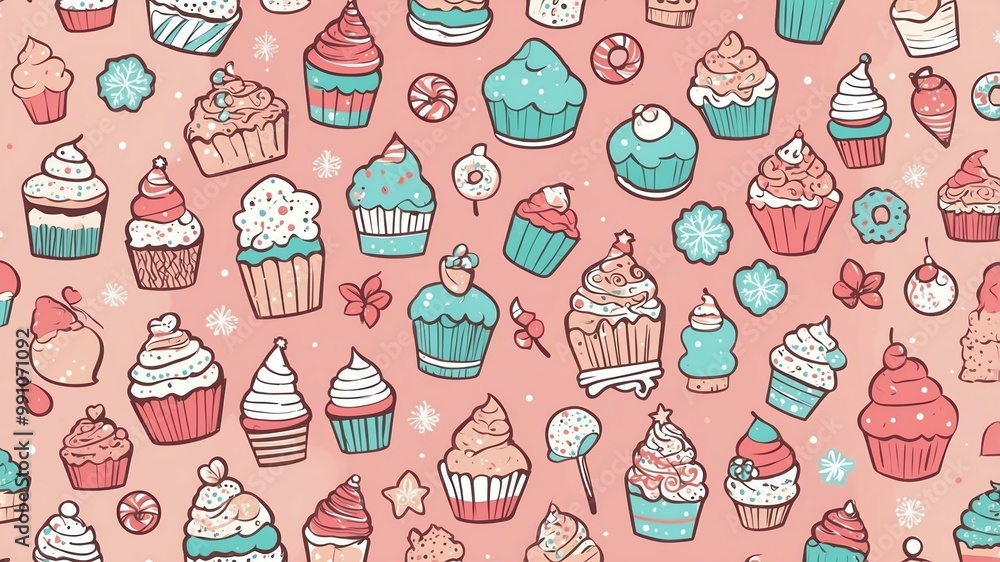 miscellaneous holiday patterns baking icons seamless pattern on pastel color background miscellaneous holiday patterns baking icons seamless pattern on pastel color background