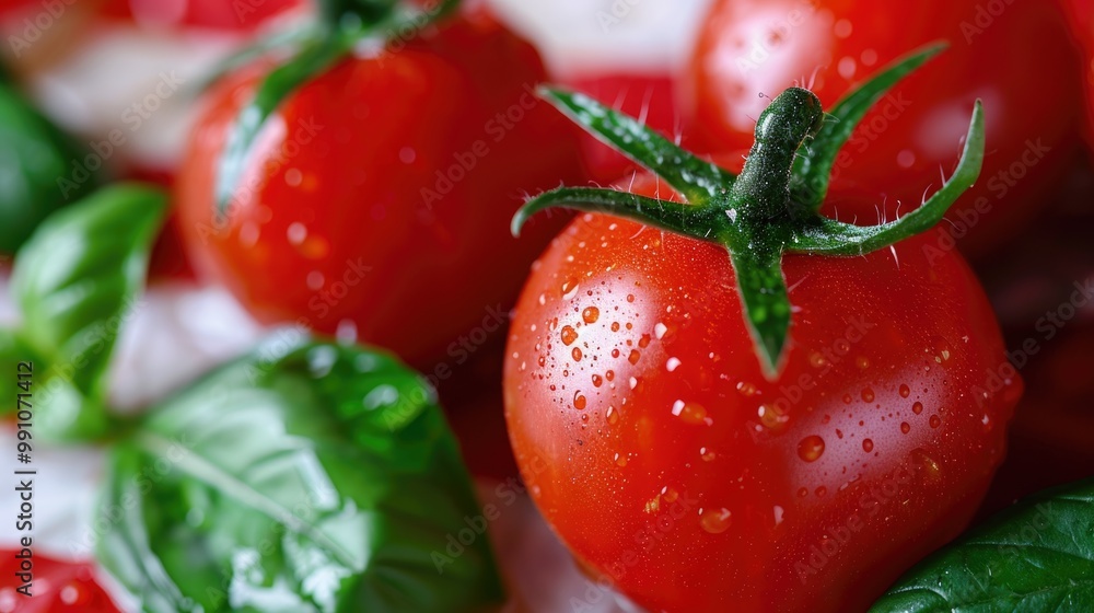 Italian Tomatoes. Symbol of Italian Food with Red, White, and Green Colors Italian Tomatoes. Symbol of Italian Food with Red, White, and Green Colors