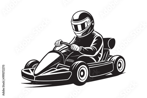 Gokart sport automotive silhouette vector illustration logo.