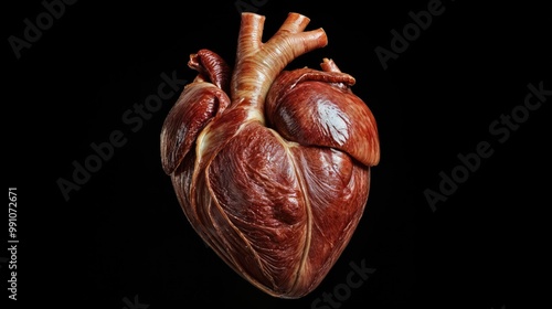 Human heart on a black background.