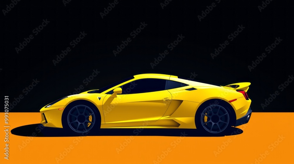 Generic yellow exotic sports car in a dark studio background illustrated with generative ai sports Illustration Generic yellow exotic sports car in a dark studio background illustrated with generative ai sports Illustration