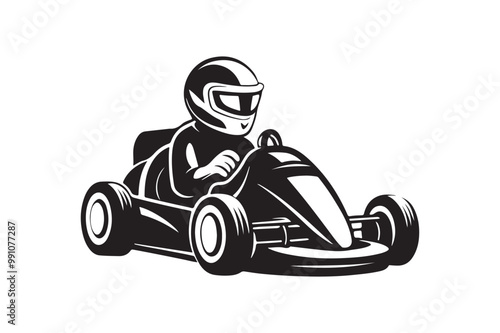 Gokart sport automotive silhouette vector illustration logo.