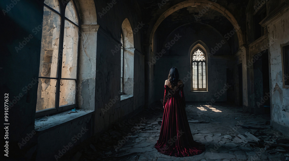 A mesmerizing vampiress in an abandoned castle A mesmerizing vampiress in an abandoned castle