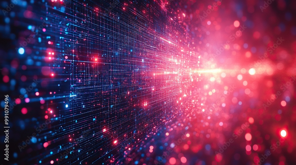 An abstract technology background in blue and red, perfect for business presentations. An abstract technology background in blue and red, perfect for business presentations.