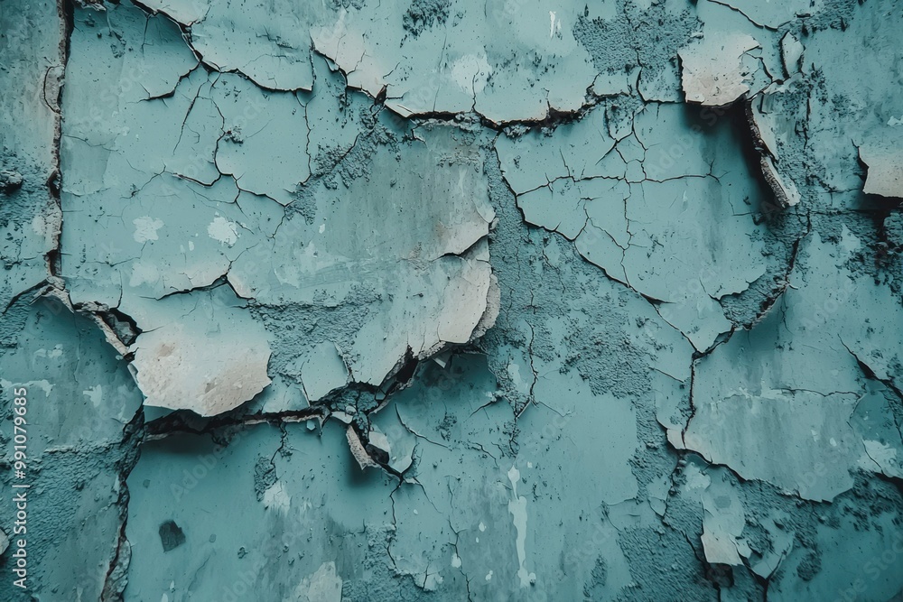 Cracked and Peeling Blue Paint on a Wall Cracked and Peeling Blue Paint on a Wall