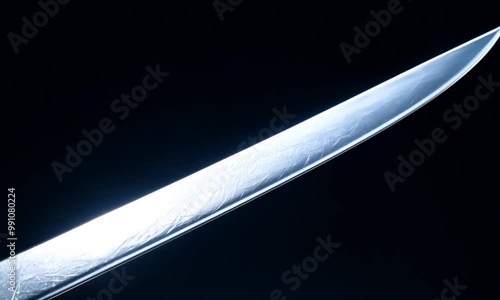Sharp unique traditional sword on black background. Generative AI