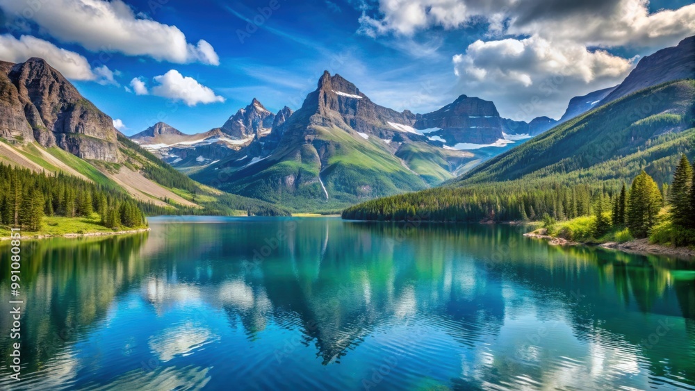 Glacier lake surrounded by majestic glacier park mountains, glacier lake, glacier park, mountains, nature, landscape Glacier lake surrounded by majestic glacier park mountains, glacier lake, glacier park, mountains, nature, landscape
