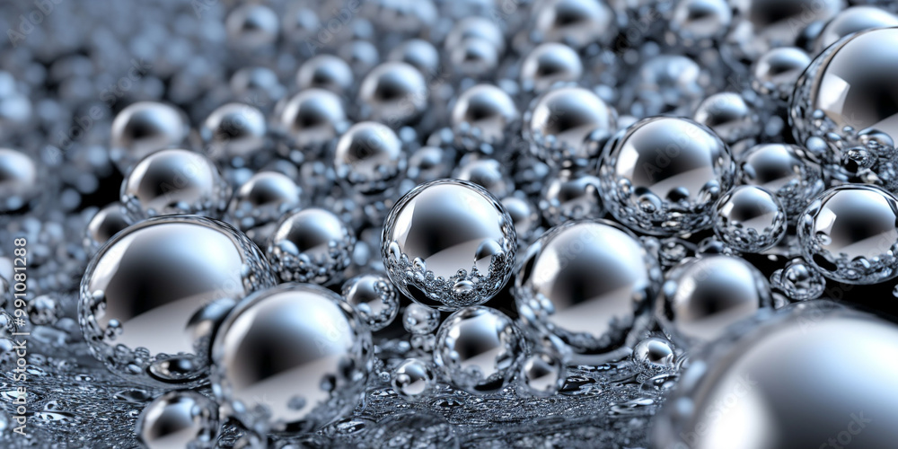 Abstract background with macro textures of silver bubbles, balls Abstract background with macro textures of silver bubbles, balls
