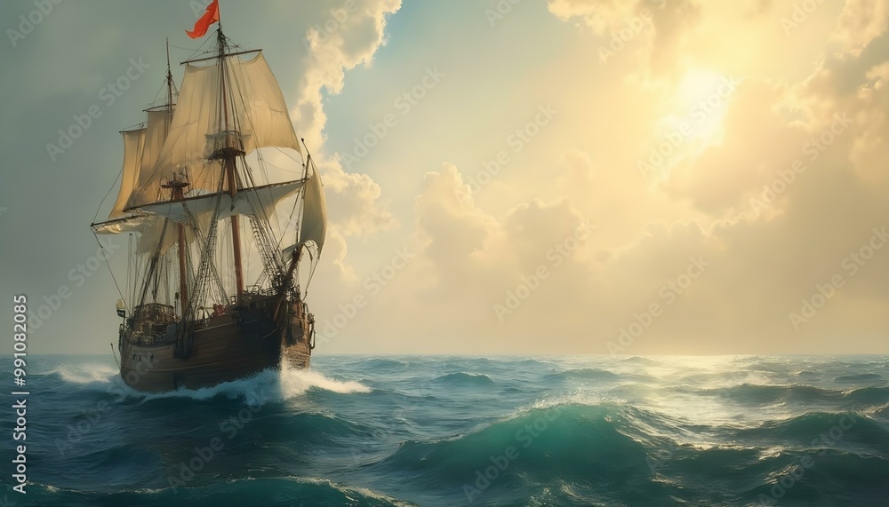 Fototapeta premium Columbus Day background header banner poster design