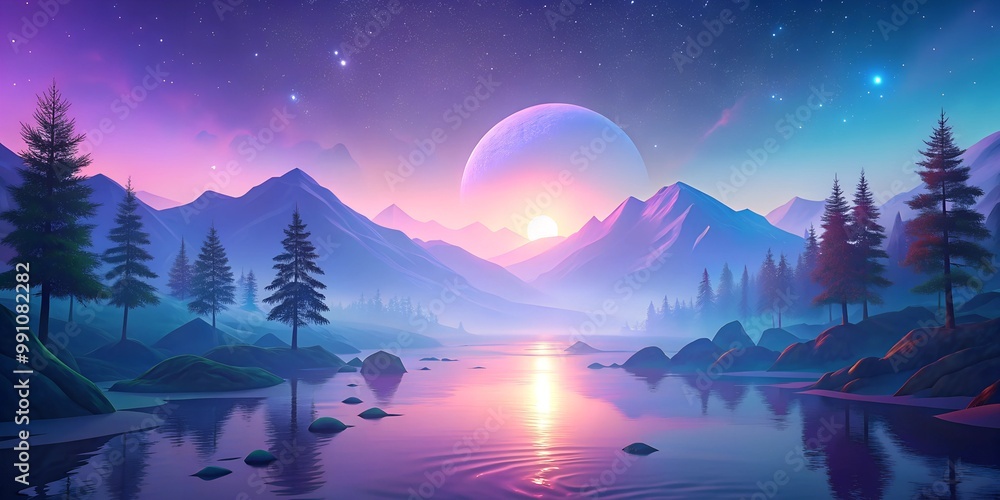 Smooth pastel gradients blending into a serene nature scene Smooth pastel gradients blending into a serene nature scene