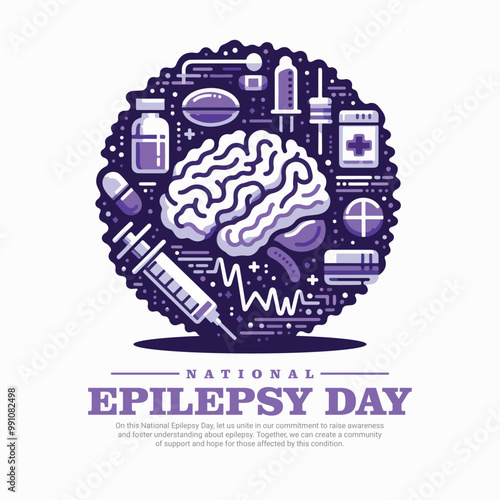 National Epilepsy Day Social media post banner template, background,  neurological health,