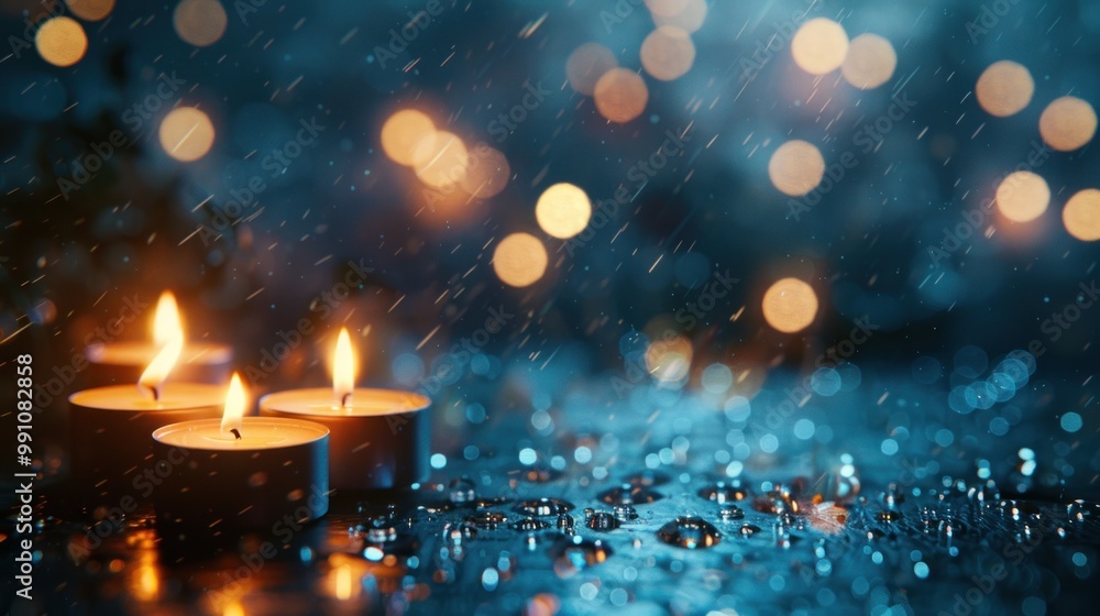 Naklejka premium Candles in the Rain