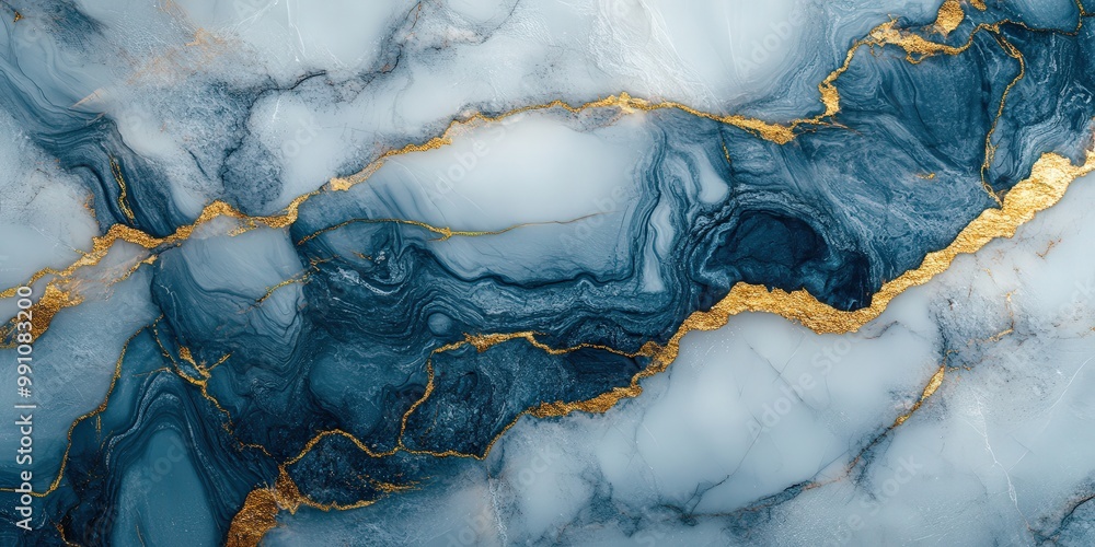 Naklejka premium White Marble with Golden Veins Texture