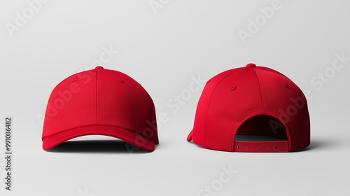 red cap mockup front and back view on white background photo