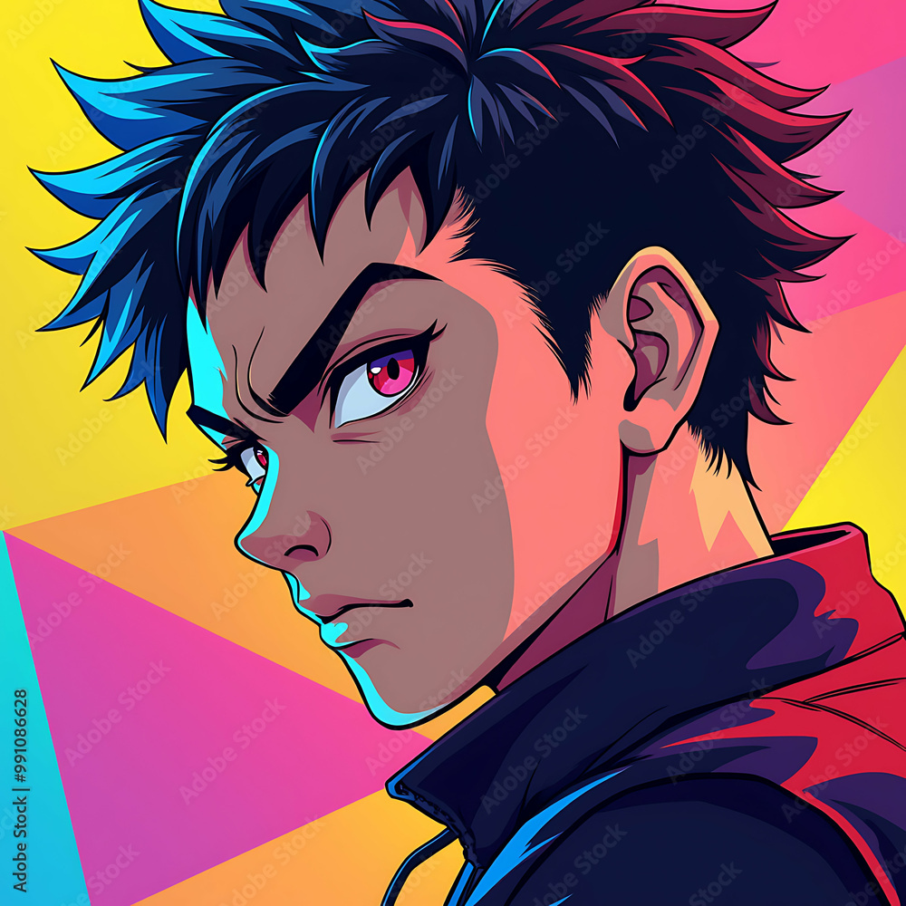 Illustration of a cool and simple handsome young man anime style Illustration of a cool and simple handsome young man anime style