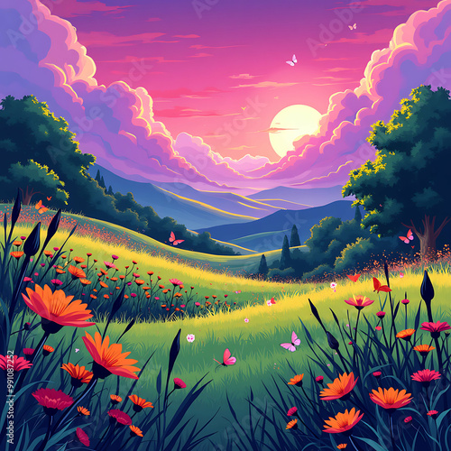 High quality painting of gorgeous and majestic valley