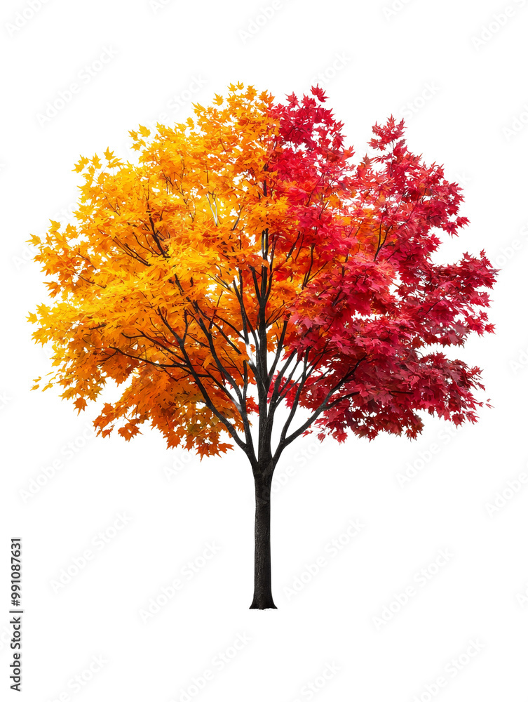 Fototapeta premium A tree with orange and red leaves