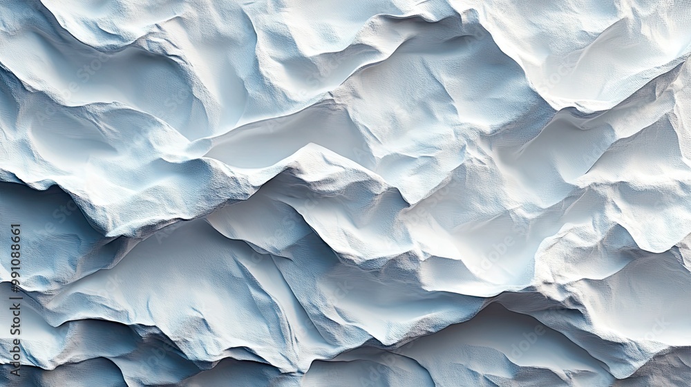 Detailed top view of a crumpled white paper sheet texture. Detailed top view of a crumpled white paper sheet texture.