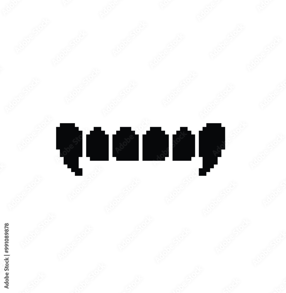 pixel vampire teeth icon. Vector pixel art Halloween dracula 8 bit logo for game pixel vampire teeth icon. Vector pixel art Halloween dracula 8 bit logo for game