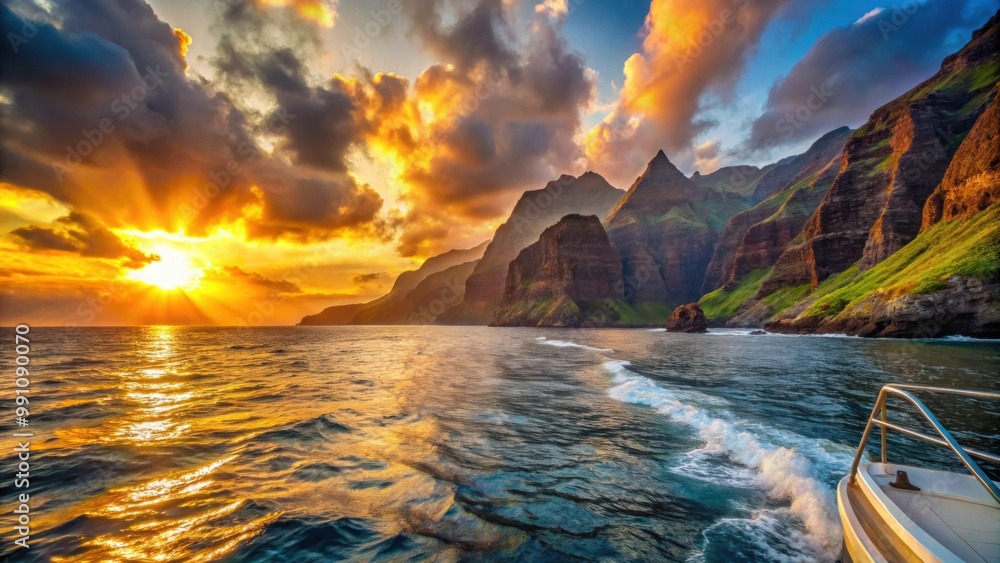 Φωτογραφία Sunset cruise along the stunning Na Pali coast in Kauai, Hawaii , Na Pali coast,