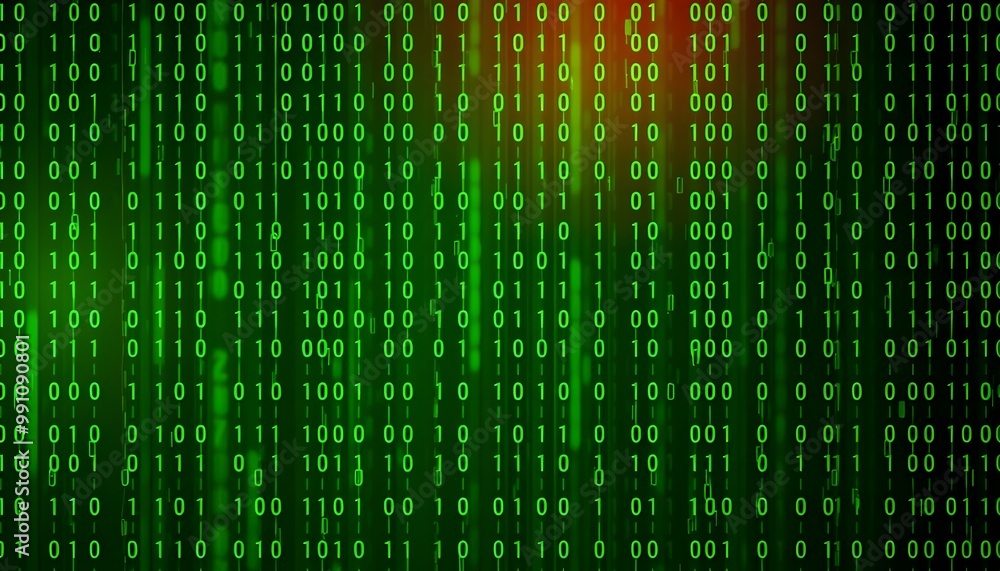 Digital binary data on computer screen. Abstract information technology background. Digital binary code matrix background. Digital binary data on computer screen. Abstract information technology background. Digital binary code matrix background.