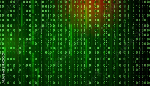 Digital binary data on computer screen. Abstract information technology background. Digital binary code matrix background.