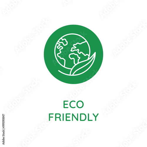 Vector line design element, badge and icon for food and cosmetics packaging in mono linear style - eco friendly