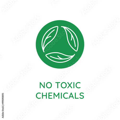 Vector line design element, badge and icon for food and cosmetics packaging in mono linear style - no toxic chemicals