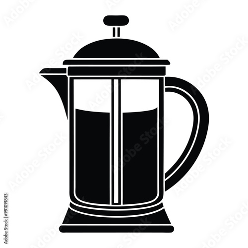 coffee press silhouette vector with a white background.