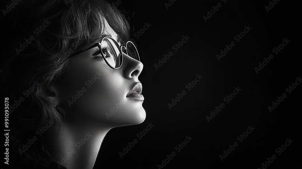 Head and shoulders silhouette set against a black backdrop with strategic lighting. Head and shoulders silhouette set against a black backdrop with strategic lighting.