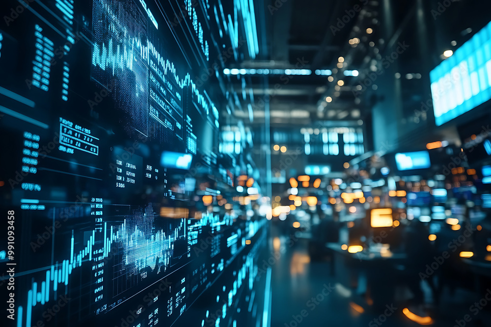 background with a busy AI-driven data centre, featuring rows of servers, blinking lights, and high-speed data processing background with a busy AI-driven data centre, featuring rows of servers, blinking lights, and high-speed data processing