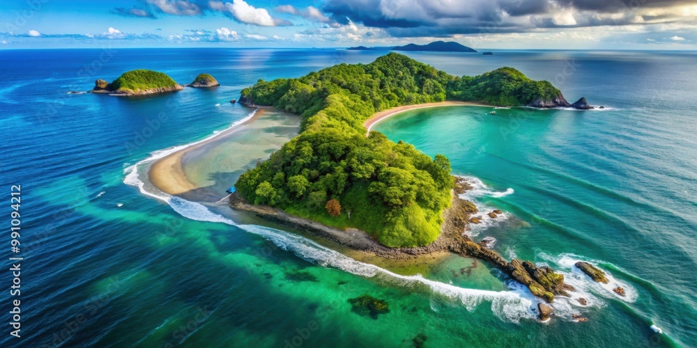 Φωτογραφία Aerial view of a picturesque island in Costa Rica, USA , island, tropical, parad