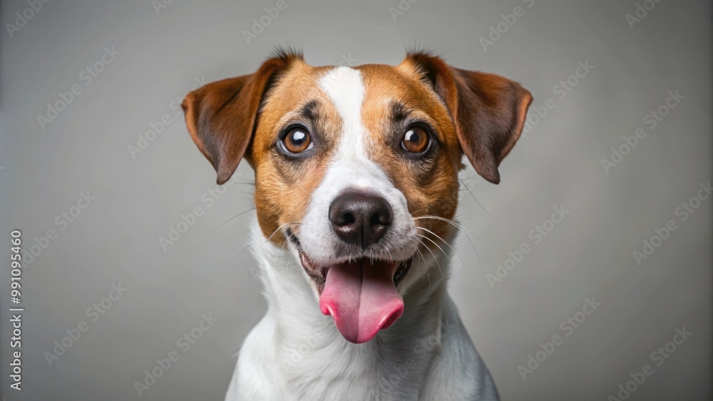 Jack russell terrier dog with its tongue sticking out, licking its nose, dog, jack russell terrier, pet, cute, small, adorable Jack russell terrier dog with its tongue sticking out, licking its nose, dog, jack russell terrier, pet, cute, small, adorable