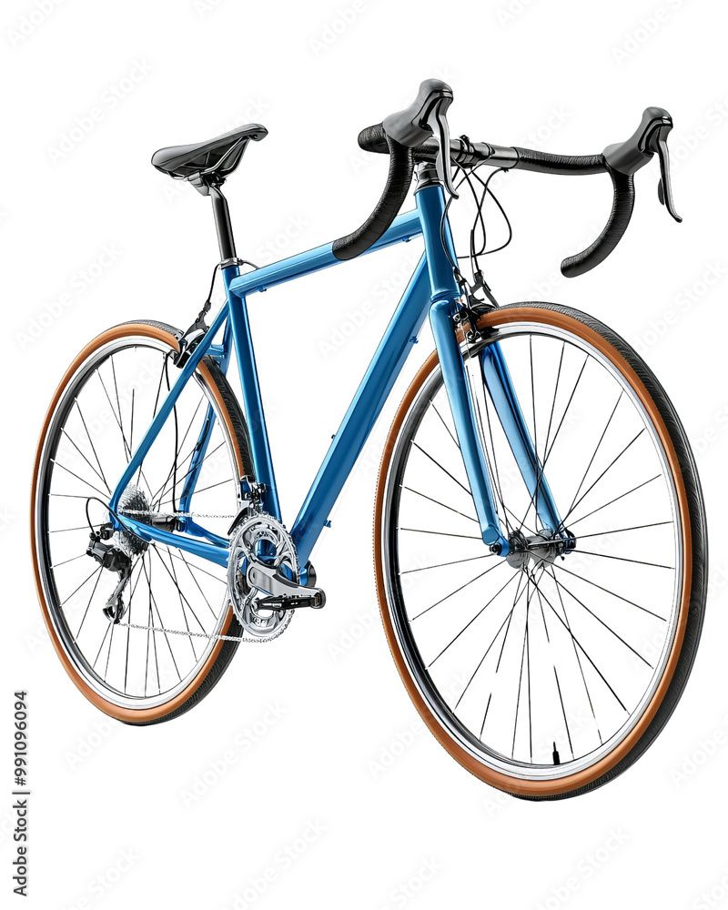 Obraz premium A blue bicycle with a black seat and a black handlebar
