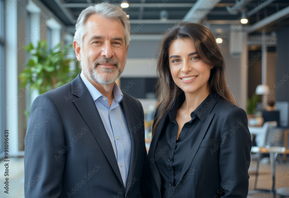 A portrait headshot photo of a two friendly professional CEO executive business workers colleagues engaged in professional conversation A portrait headshot photo of a two friendly professional CEO executive business workers colleagues engaged in professional conversation