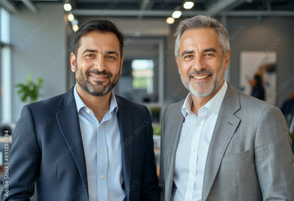 A portrait headshot photo of a two friendly professional CEO executive business workers colleagues engaged in professional conversation A portrait headshot photo of a two friendly professional CEO executive business workers colleagues engaged in professional conversation