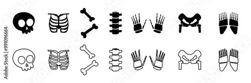 doodle skeleton hand drawing icon bones orthopedics scary halloween