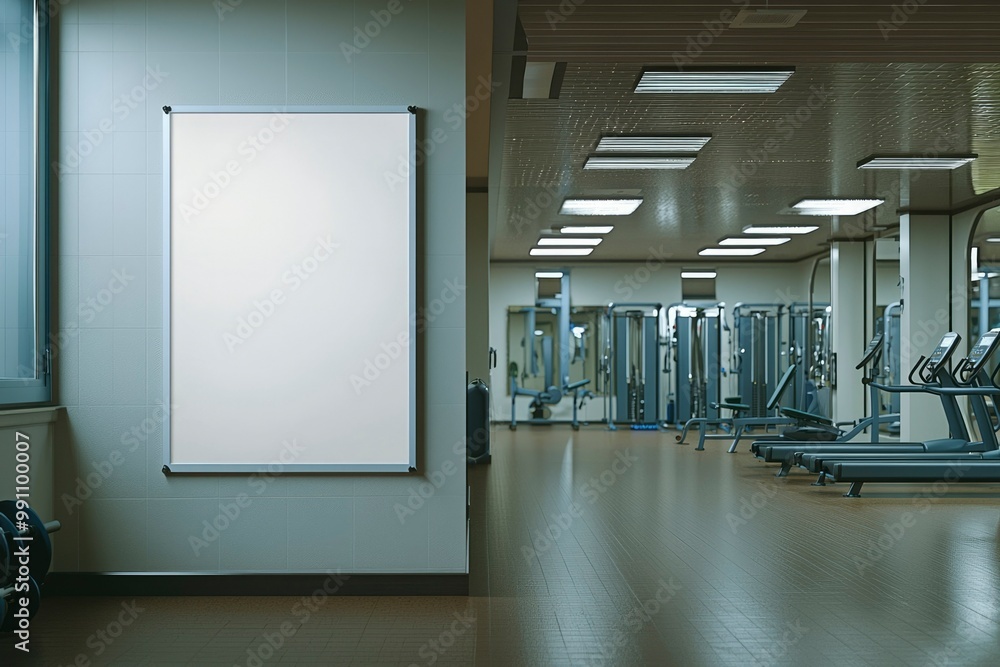 Blank Advertisement Frame in a Modern Gym
