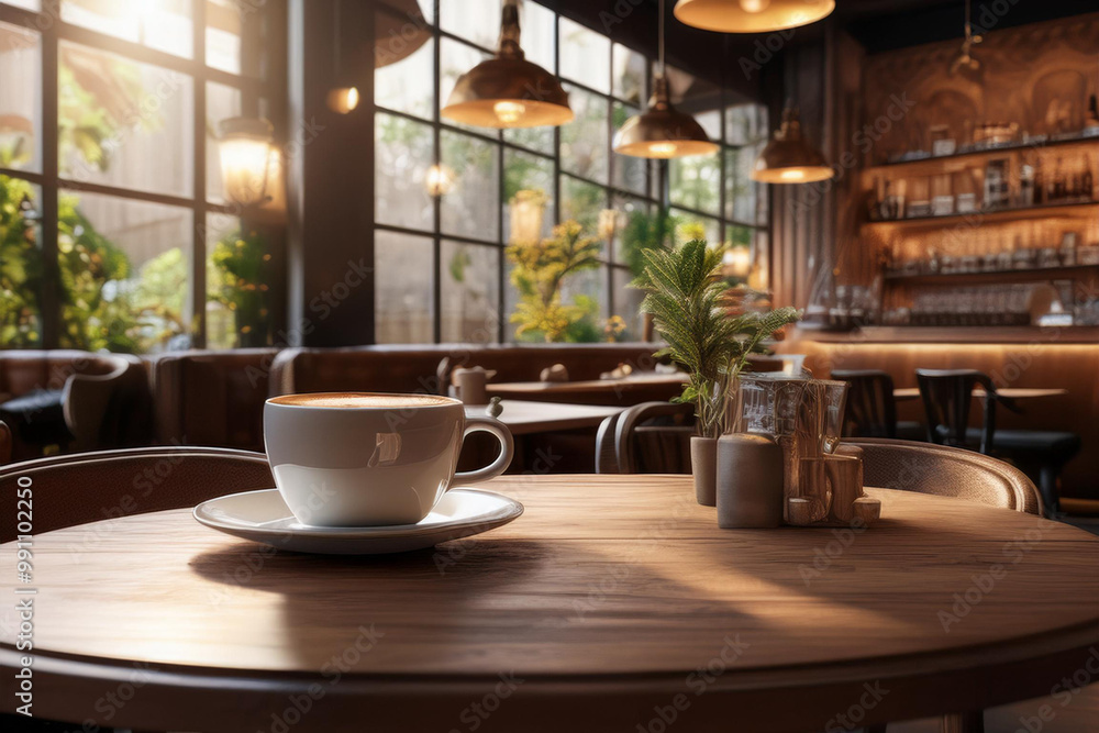 カフェのテーブルに置かれたコーヒー カフェのテーブルに置かれたコーヒー