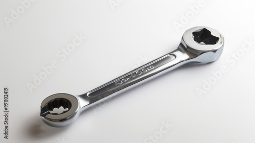 A shiny wrench isolated on white background