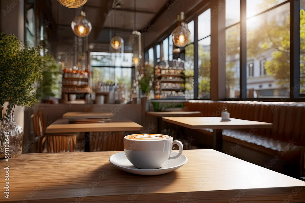 カフェのテーブルに置かれたコーヒー カフェのテーブルに置かれたコーヒー