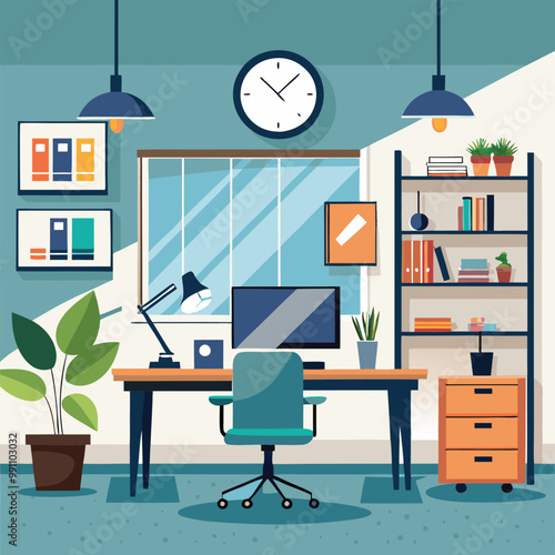 modern design of office white background.
