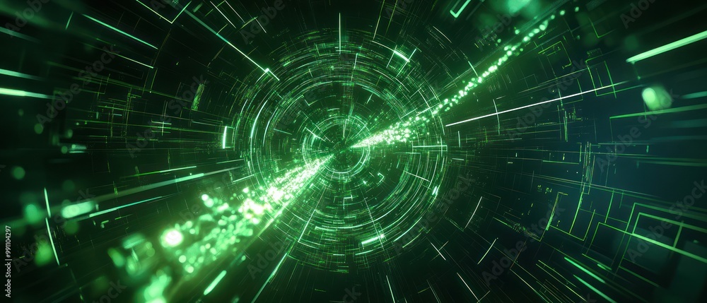 Abstract digital representation of data flow in green tones, suggesting technology and innovation. Abstract digital representation of data flow in green tones, suggesting technology and innovation.