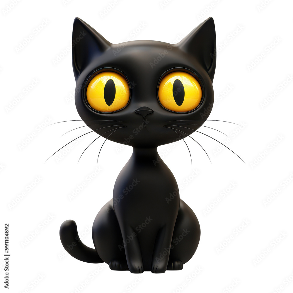 A cute black cat character with large yellow eyes, perfect for illustration, branding, or pet-related themes., isolated on a transparent background. A cute black cat character with large yellow eyes, perfect for illustration, branding, or pet-related themes., isolated on a transparent background.