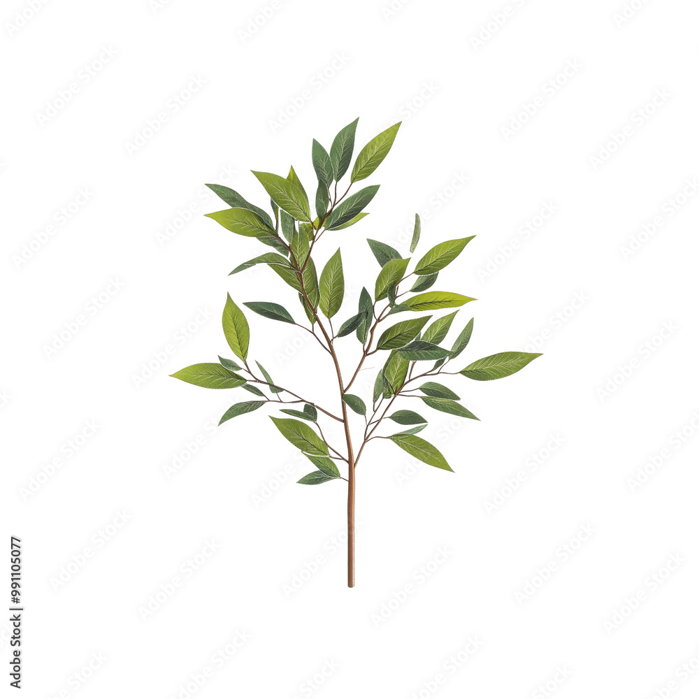 Green Branch with Lush Leaves Green Branch with Lush Leaves