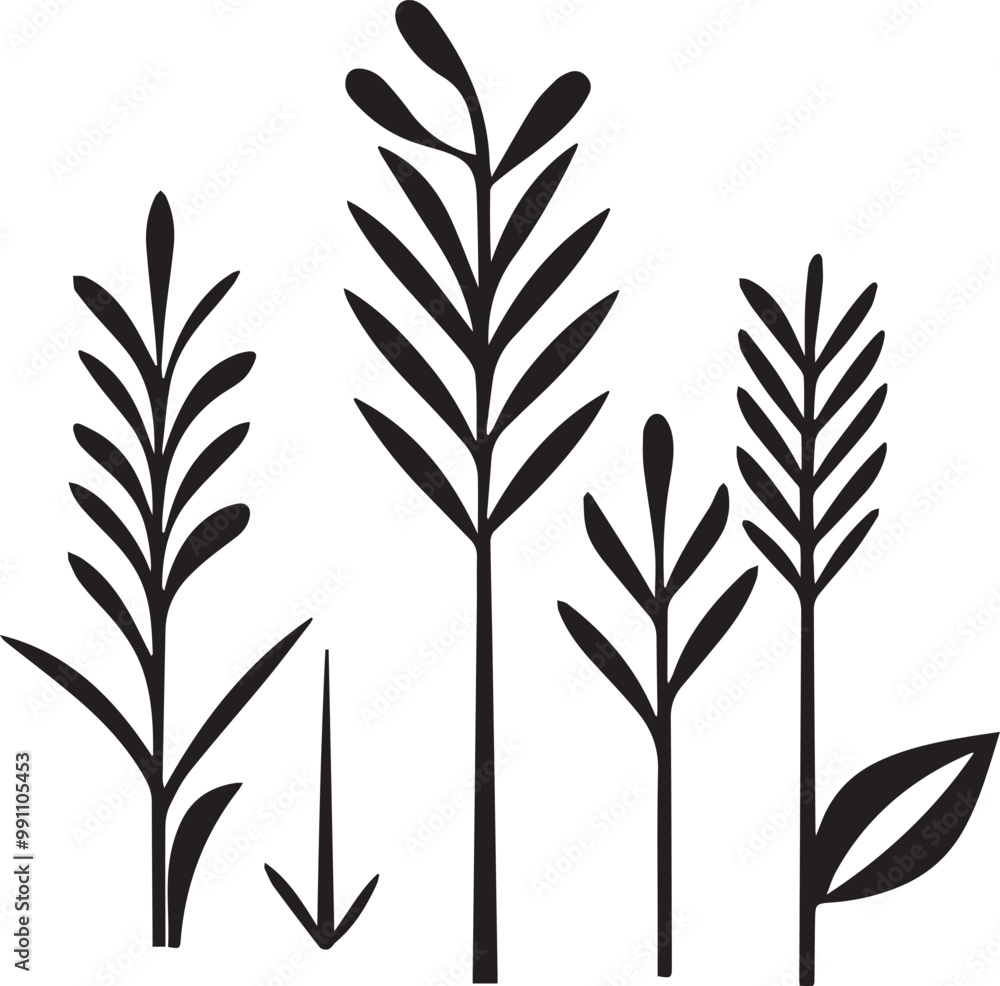 Naklejka premium Tree Shadowy Silhouette Vector Art Pack