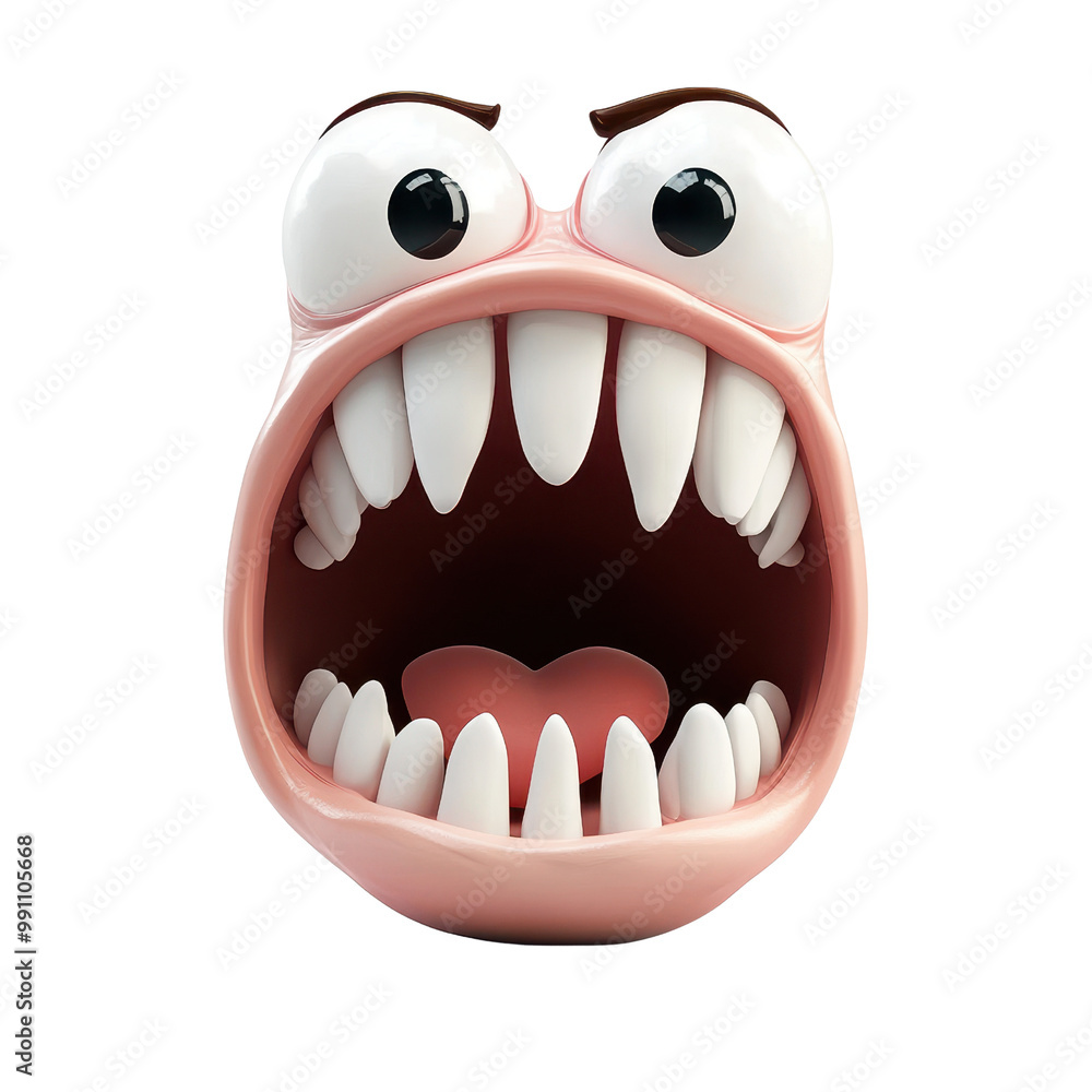 Naklejka premium A fun and quirky cartoon character with a large mouth, expressive eyes, and an animated appearance, perfect for children's media., isolated on a transparent background.