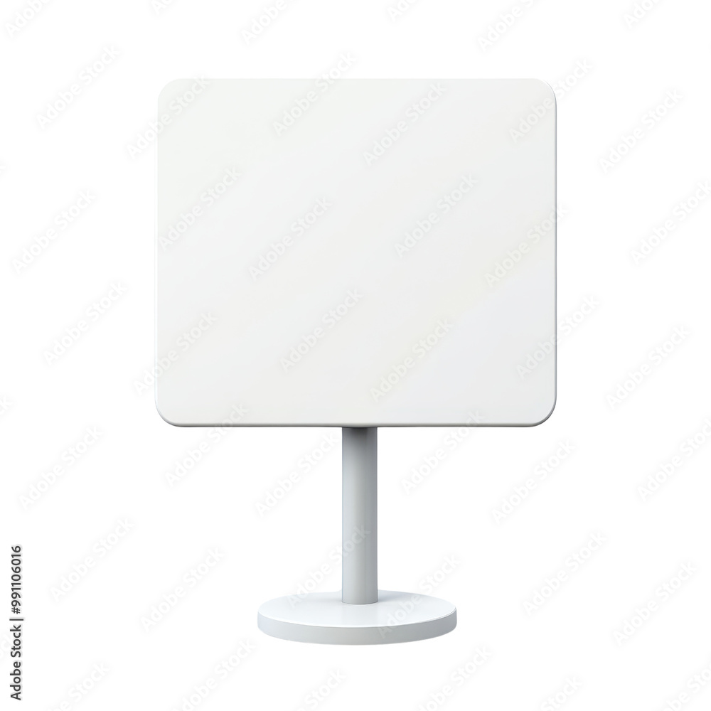 A minimalistic blank white sign on a sturdy stand, ideal for advertising, promotions, or directional purposes., isolated on a transparent background. A minimalistic blank white sign on a sturdy stand, ideal for advertising, promotions, or directional purposes., isolated on a transparent background.